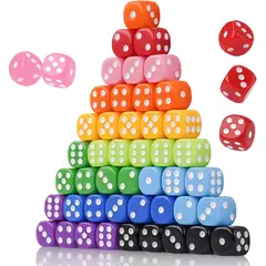 TECH - Set de Dados Attom 16mm 50 Unidades 6 Caras Colores Vintage