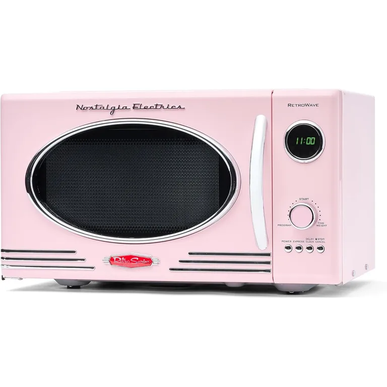 Microondas Retro 800W 28L Rosa Digital