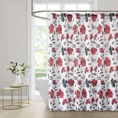 MAINSTAYS - Cortina de Baao Floral 72x72 Negro Rojo Gris Poliaster