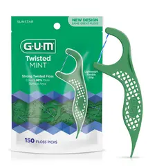 GUM - Palillos Hilo Dental Twisted Mint 150u Antidesgaste