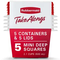 Rubbermaid - Contenedor Alimentos 2.1 Tazas 5 Unidades Rojo