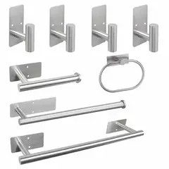 TIGERBEE - Set de 8 Toalleros de Acero Inoxidable Plata para Baño