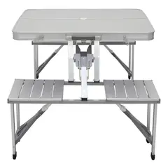 OEM - Mesa Plegable de Aluminio Tipo Maleta Portátil Ideal para Picnic y Exteriores integrado con 4 Bancos