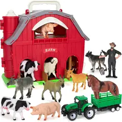 GENERICO - Juguetes de animales de granja Ellinjan con granero