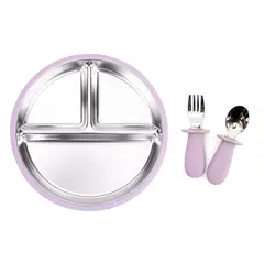 VERSATINO - Combo Plato + Cubiertos Inox 12M+ - Lila