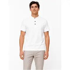 ENKI - Polo Cuello Neru Hombre Algodón Manga Corta Blanco