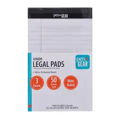GEAR - Block Legal Pen Junior 5 x 8 pulgadas 50 hojas Rayado Ancho 3 unidades
