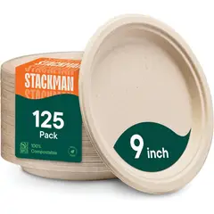 GENERICO - Platos Compostables Stack Man 9 Pulgadas Resistencia Alta