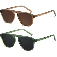 SOL - Gafas de ANDWOOD AF5288 Aviador Cuadrado Polarizadas UV400