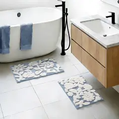 MAINSTAYS - Alfombra de Baaao Floral Azul 30x20 y 17x24 cm