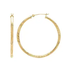 GENERICO - Aro Brilliance Oro Amarillo 10K 37MM Hueco Diseno Hojas
