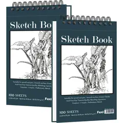 GENERICO - Cuaderno Sketch Fuxi Espiral Superior 14x21.6 cm 100gsm Pack 2