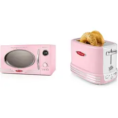 NOSTALGIA - Microondas Retro 0.9 Pies 800W Rosa Encimera