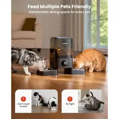 GENERICO - Comedero Automatico Gatos oneisall WiFi 2 Platos 5000mAh