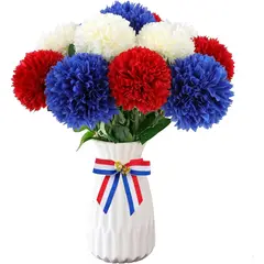 FLOR - Crisantemo Artificial Hananona 12 Rojo Blanco Azul