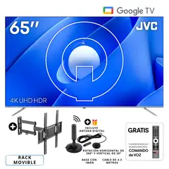 GENERICO - Televisor JVC 65 Qled 4k UHD Google Tv LT-65KM748 + Rack Movible