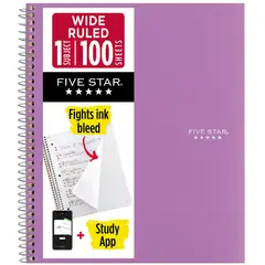 FIVE STAR - Cuaderno Espiral 1 Materia Carta Rayado Ancho