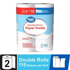 STRONG - Toallas Papel Great Value 2 Rollos Dobles 110 Hojas