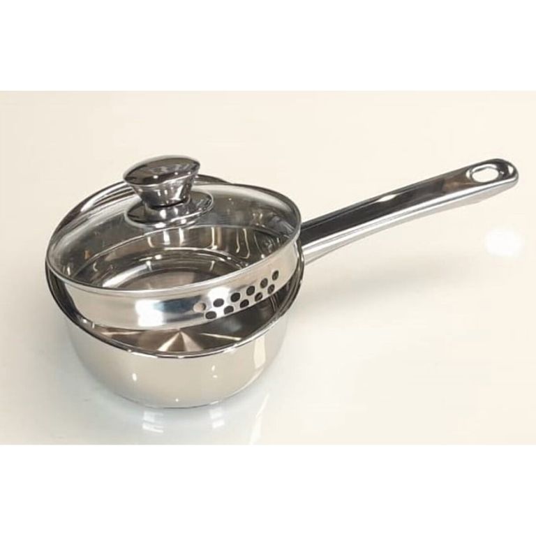 Cazo 3QT Acero Inox Tapa Vidrio Colador
