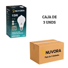NUVORA - Foco con Sensor de Movimiento 15W Luz Blanca E27 - Pack de 3 unds
