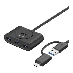 UGREEN - Hub USB 3.0 40850 4 Puertos OTG 1 m Negro