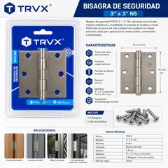 TRAVEX - Bisagras Capuchina 3x3 Pulgadas Pack 3 Unidades Aceradas Níquel Satinado
