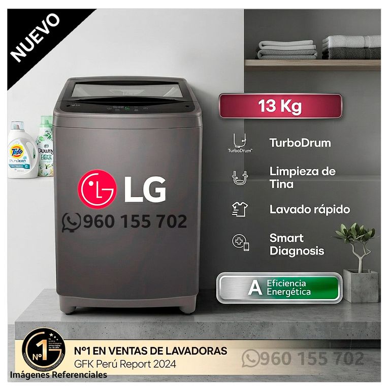 Lavadora 13Kg Carga Superior con TurboDrum WT13BVTB Negro Claro