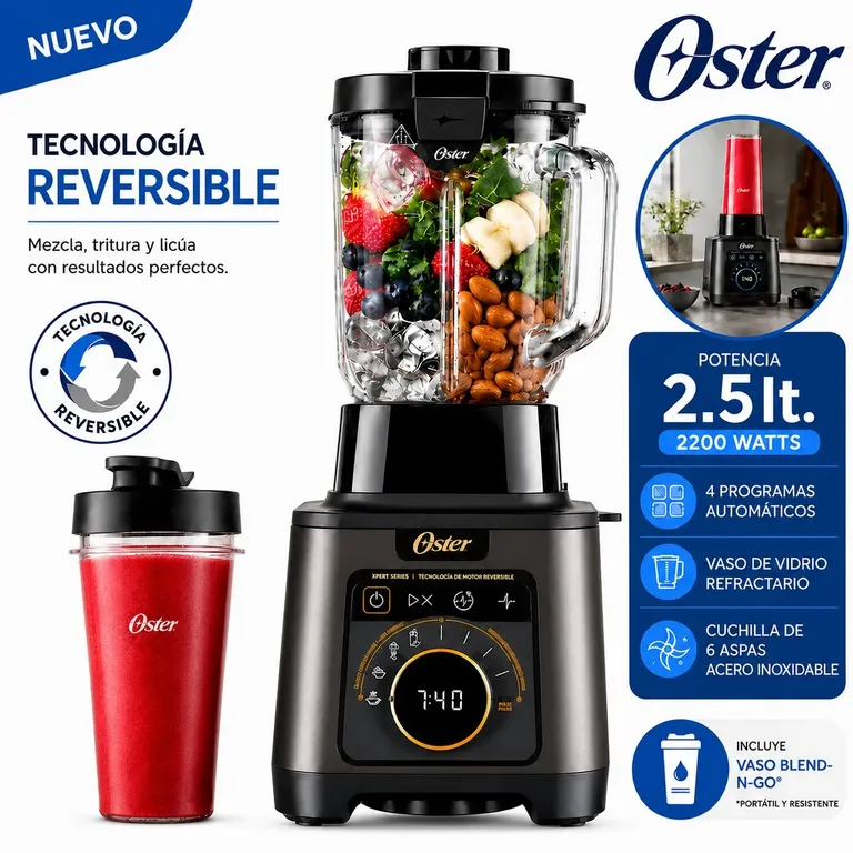 Licuadora Profesional Titan de 2200 W con 4 Programas, 5 Velocidades BLSTXT-XG