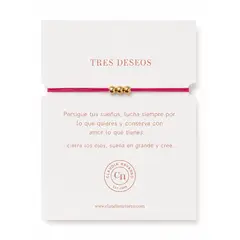 GENERICO - PULSERA HILO TRES DESEOS CIRUELA GOLD - CLAUDIA NAVARRO