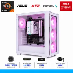 AMD CORP - PC WHITE GAMER AMD RYZEN 7 5700G, 16GB, SSD 512GB, 500W, RGB..