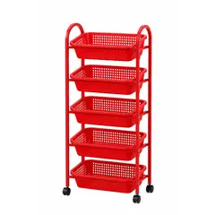 GENERICO - Verdulero Metálico Organizador de Cocina 5 Niveles con Ruedas Rojo