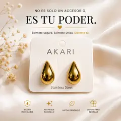 GENERICO - Aretes Gota Espejo Dorada Doble Baño Dorado Premium Hipoalergénicos