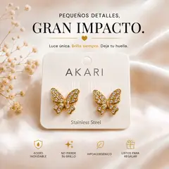 GENERICO - Aretes Mariposas Gold Luxe Con Cristales Brillantes Hipoalergénicos