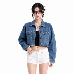 GENERICO - Casaca jean crop oversize manga murcielago