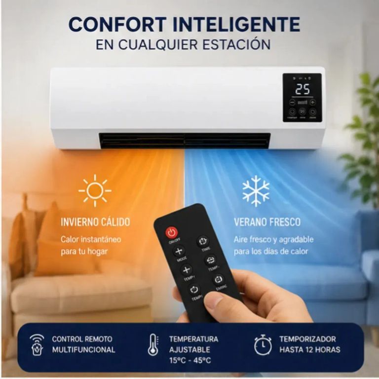 Calefactor de Pared 2 en 1 con Ventilación y Control Remoto 