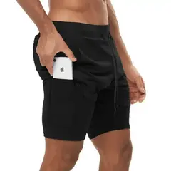 Alpha Gym - Short con licra deportivo para hombre Porta celular