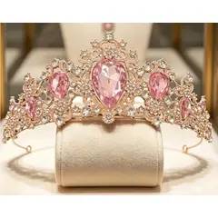 ARELYS - Tiara Corona Piedras y Cristales Rosada