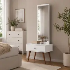TU MESITA - Velador con Espejo Fantasy color Blanco 1 cajón