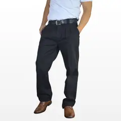 YONISTERS CLOTHING - Pantalón Hombre de Vestir 100% Drill Negro Fit Clásico Yonisters