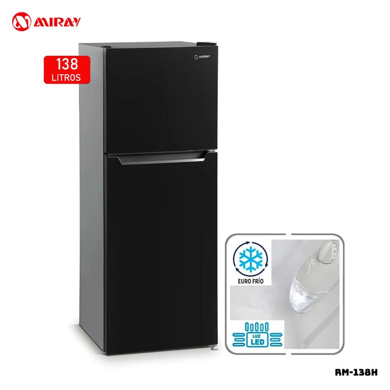 REFRIGERADORA EUROFRIO 135 L TOP FREEZER NEGRO - RM-138HD