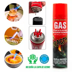 DRAGON - Gas Butano Ultra Refinado de 500ml para Recargar Soplete de Cocina