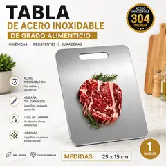 GENERICO - TABLA DE PICAR ACERO INOXIDABLE 25x15 CM DISEÑO PREMIUM