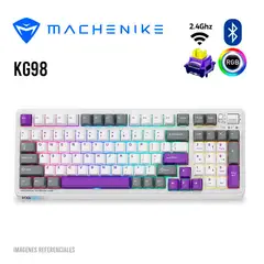 MACHENIKE - Teclado Mecánico KG98 Morado RGB Triple Conexión Switch Purple Gold