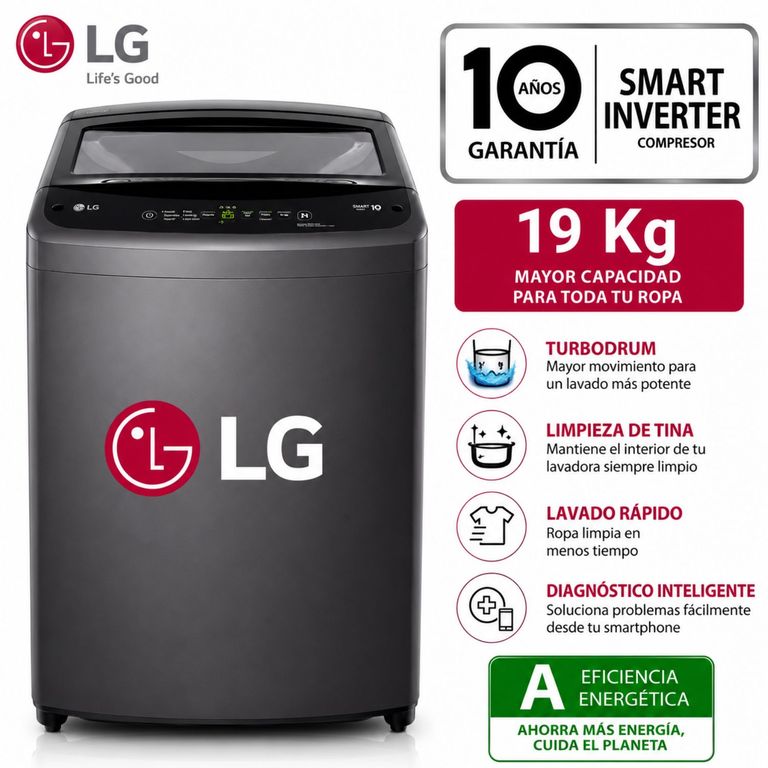 Lavadora Automática WT19BVTB 19 kg Negro Claro