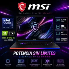 Msi - Laptop Raider 16 Max HX Core Ultra 9 290HX Plus, RTX 5070 TI 12GB, 32GB RAM, 1TB SSD, 16" OLED