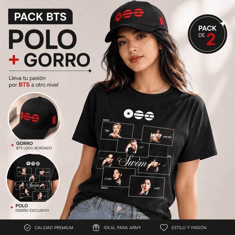 POLO BTS ARIRANG + GORRA BTS PARA FANS ARMYS