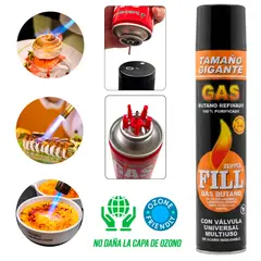 GENERICO - Gas Butano Ultra Refinado ZUPPER FILL de 550ml para Recargar Soplete de Cocina