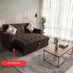 GENERICO - Sofá Cama Mónaco beige - 2 Plazas en Tela Antifluido de 170 cm x 75 cm Extensible a 150 cm