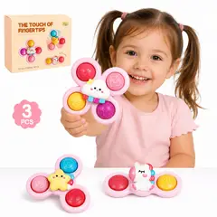 GENERICO - Set de 3 Spinners Sensoriales para Niña con Ventosa