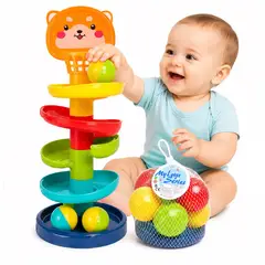 GENERICO - Torre Espiral de Pelotas Zorrito con Canasta y 6 Pelotas